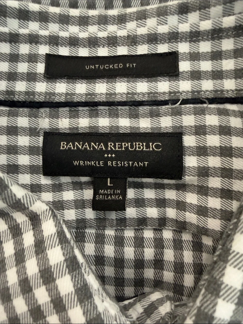 Banana Republic Gray and White Gingham Dress Shirt
